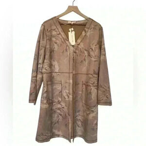 New with Tag SOLITAIRE Anthropologie Vegan Suede Floral Dusty Rose Jacket Duster